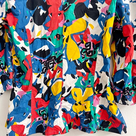 Vintage Guy LaRoche Paris Peplum Colorful Blazer Pop Art Graffiti 80s 90s Top - Picture 8 of 11